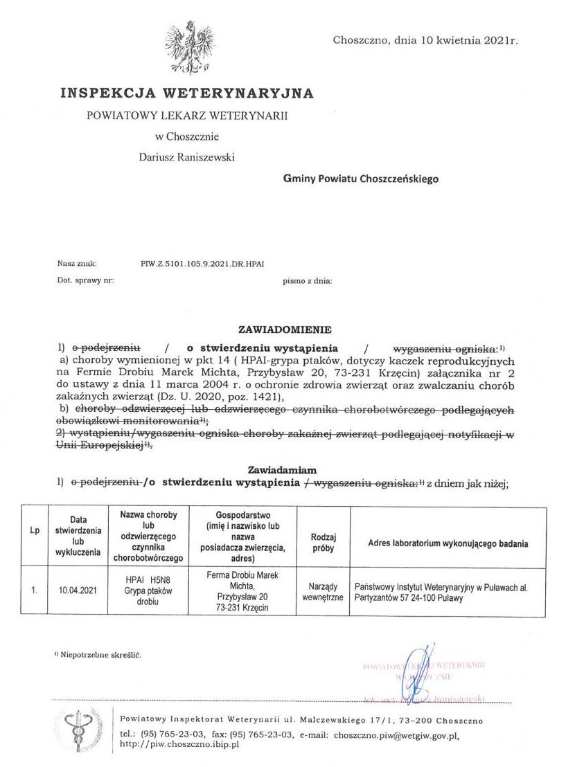 zawiadomienie