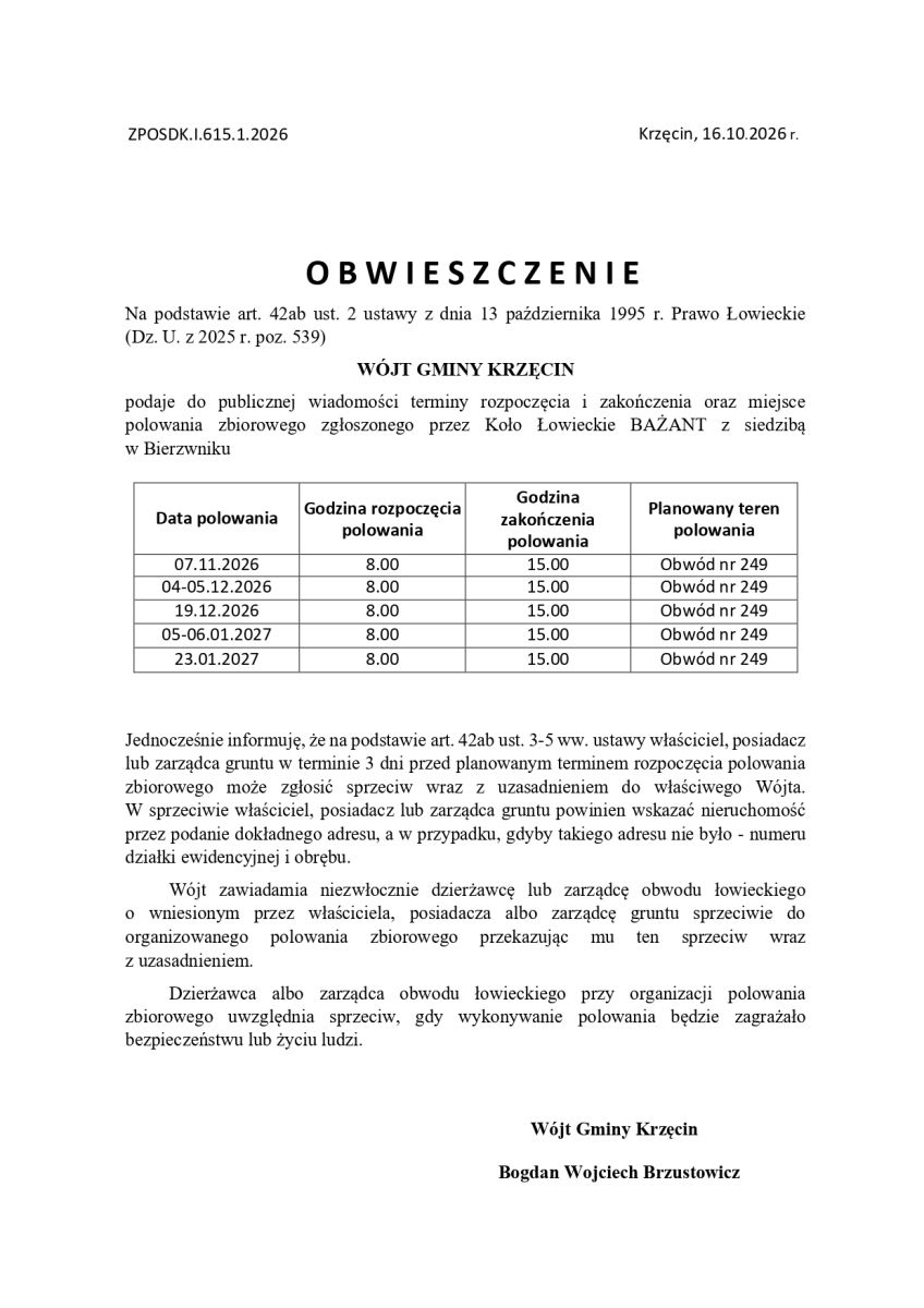 Zdjęcie: Terminy polowań zbiorowych